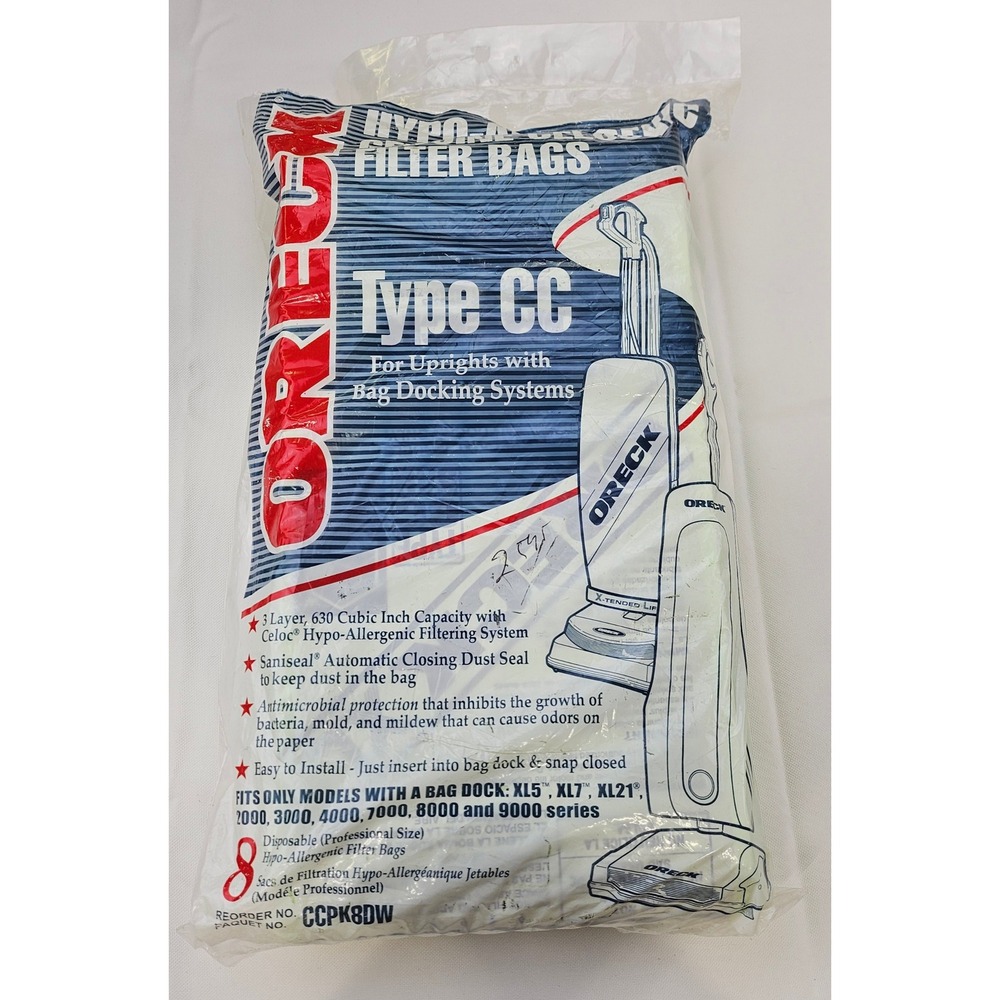 Oreck Type CC‎ Hypo-Allergenic Vacuum Filter Bags CCPK8DW 11 Count XL Series